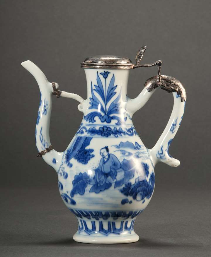 73. Blue and White Ewer with Silver Cover